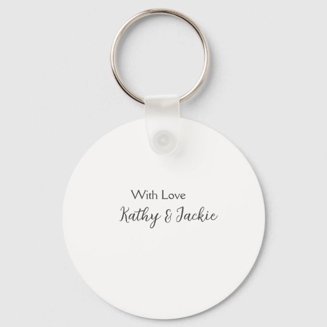 With love add couple name wedding simple minimal  key ring (Front)
