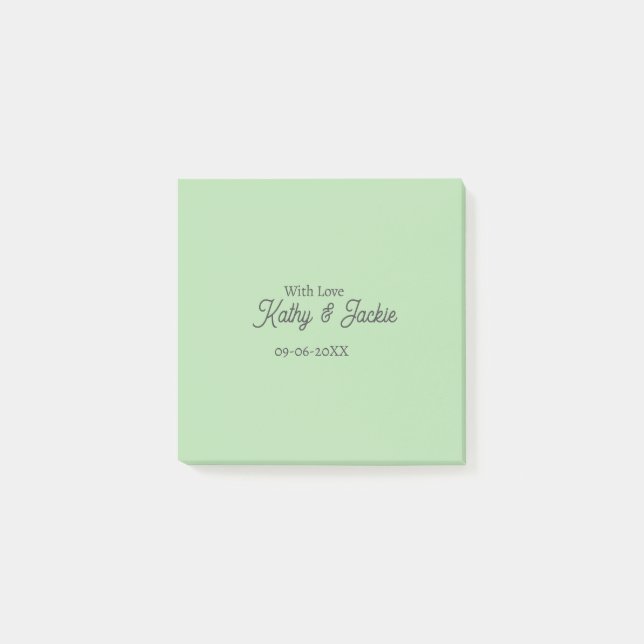 With love add couple name wedding simple minimal  post-it notes (Front)