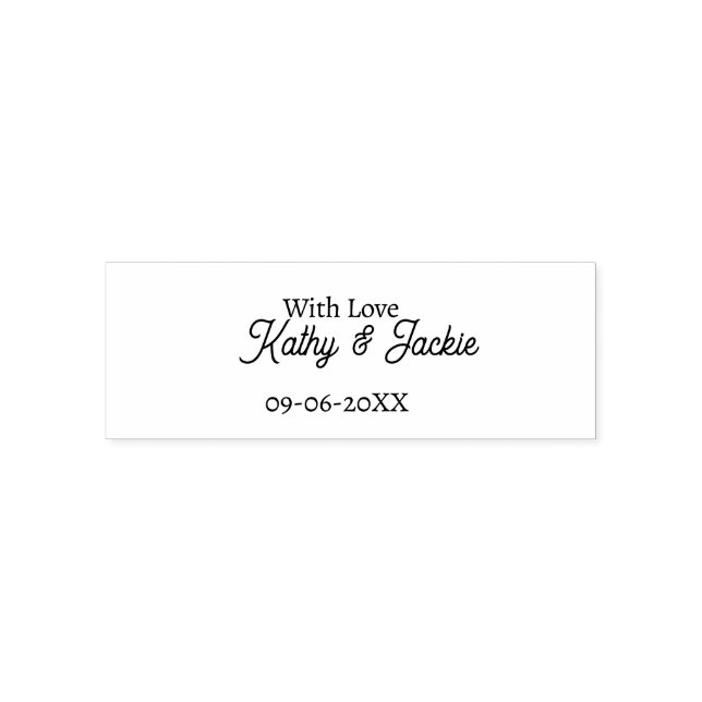 With love add couple name wedding simple minimal  self-inking stamp (Design)