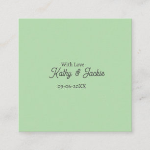 With love add couple name wedding simple minimal square business card