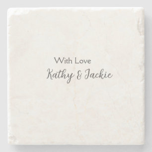 With love add couple name wedding simple minimal  stone coaster