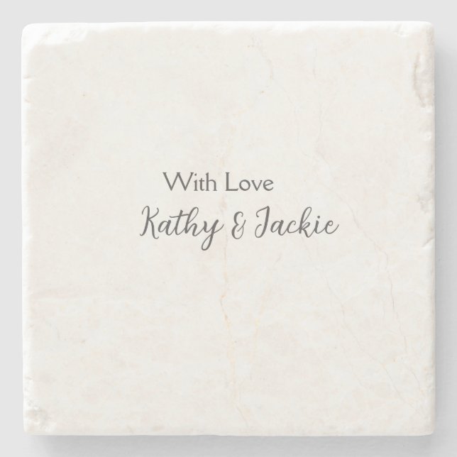 With love add couple name wedding simple minimal  stone coaster (Front)