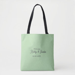 With love add couple name wedding simple minimal tote bag