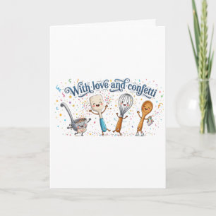 With Love and Confetti Cute Cooking Utensils Card