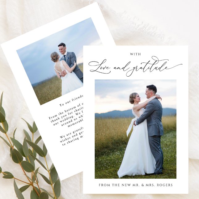 With Love and Gratitude, Chic Photo Wedding Thank You Card (Creator Uploaded)
