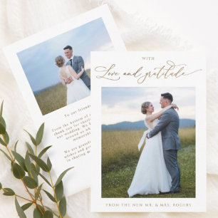 With Love and Gratitude, Elegant Photo Wedding Tha Thank You Card