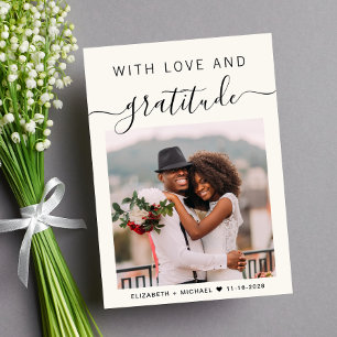 With Love And Gratitude Photo Cream Wedding Thank You Card