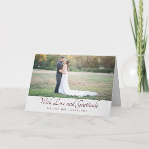 With Love and Gratitude White Linen Thank You Card