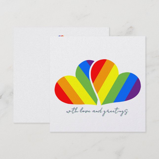 with love and rainbow hearts cards (Front/Back)