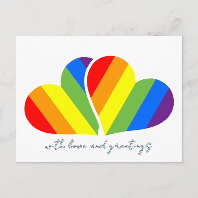 with love and rainbow hearts  postcard (Front)