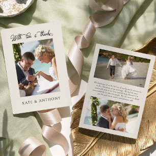 With Love and thanks 3x Wedding Photo Neutral Thank You Card