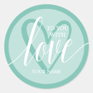 With Love Aqua Classic Round Sticker
