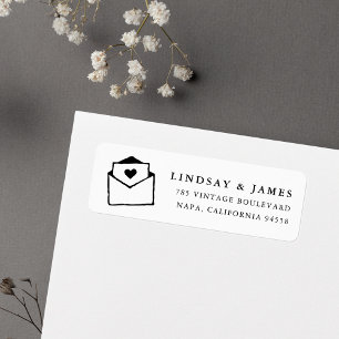 With Love   Black and White Return Address Return Address Label