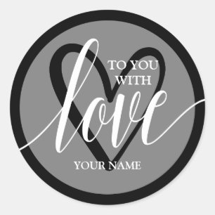 With Love Black Classic Round Sticker