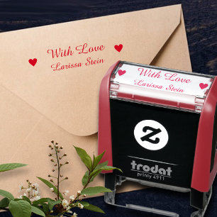 With Love (custom text) + name, cute Self-inking Stamp