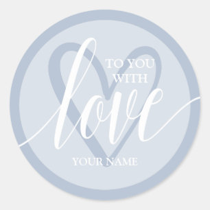 With Love Dusty Blue Classic Round Sticker