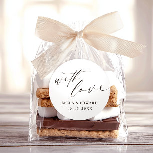 With Love Elegant Thank You Wedding Classic Round Sticker