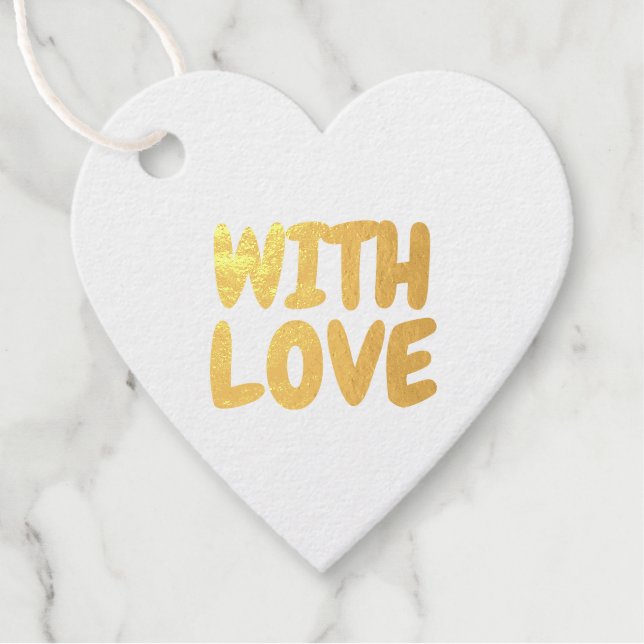 With Love Foil Heart Favour Tags (Front)
