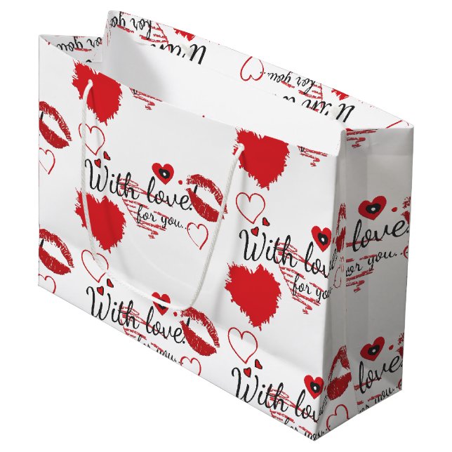 With Love for You, Valentine's Day Large Gift Bag (Front Angled)