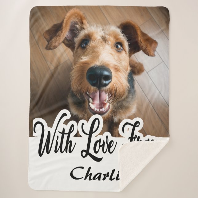 With Love From Airedale Terrier Name Sherpa Blanket (Front)
