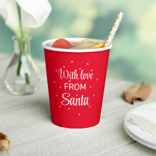 With love from Santa red white snowflakes Paper Cups