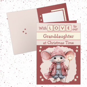 With love granddaughter mouse pink Christmas Holiday Card