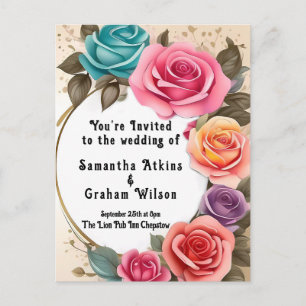 With Love in Full Bloom Wedding Invitation Postcard
