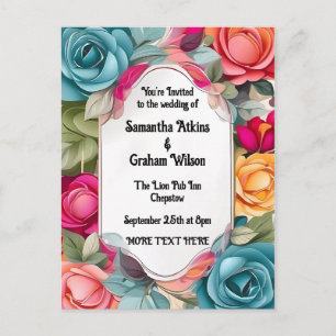 With Love in Full Bloom Wedding Invitation Postcard
