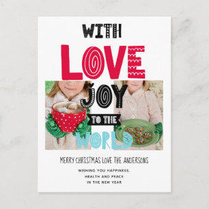 WITH LOVE JOY TO THE WORLD PHOTO Folk Art Postcard