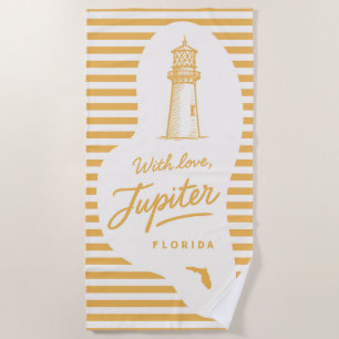 With Love Jupiter Lighthouse Beach Towel