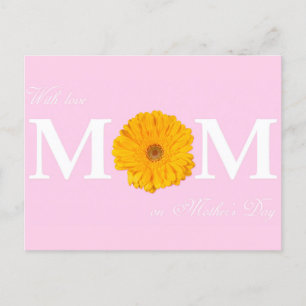 With Love Mum on Mother's Day Gerbera Daisy Flower Postcard