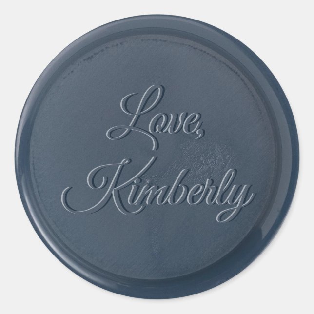 With love Navy Blue Wax Seal Sticker (Front)