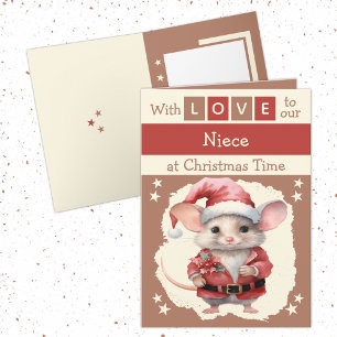 With love niece mouse brown Christmas Holiday Card