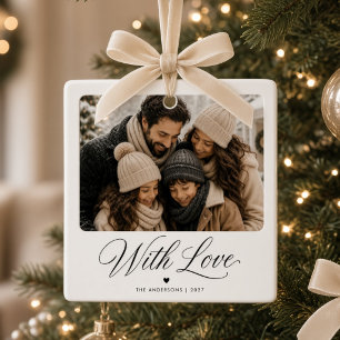 With Love Personalised Family Photo Christmas Ceramic Ornament