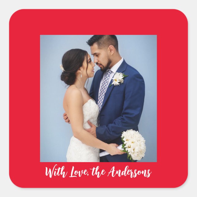 With Love Personalised Photo Square Sticker (Front)