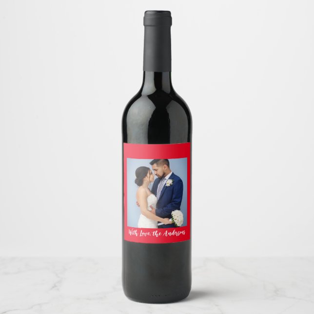 With Love Personalised Photo  Wine Label (Front)