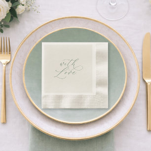With Love Sage Green Wedding Napkins