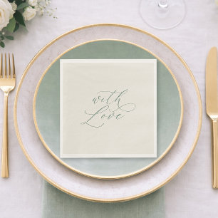 With Love Sage Green Wedding Napkins 