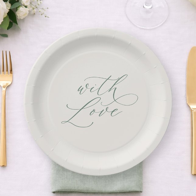 With Love Sage Green Wedding Plates (Creator Uploaded)