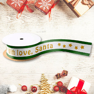 With Love Santa Custom Text Christmas Satin Ribbon