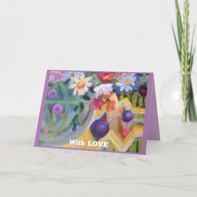 With LOVE Small, 4" x 5.6" Folded Greeting Card (Front)