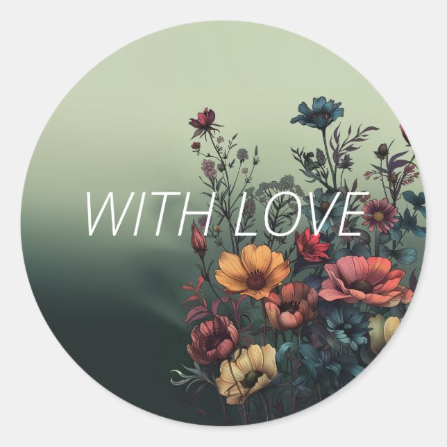 "With Love" Teal Elegant Floral Envelope Seal (Front)