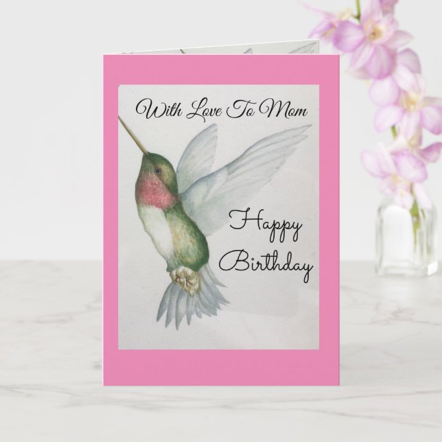 With Love To Mum Happy Birthday Hummingbird Card (Orchid)