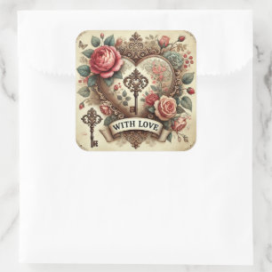 “With Love” Vintage Romantic Stickers