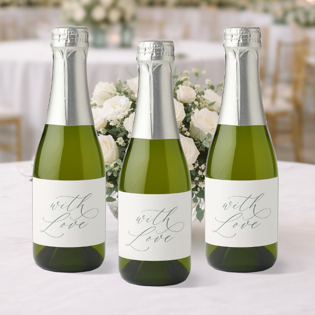 With Love Wedding Bottle Label – Minimal Sage Gree (Creator Uploaded)