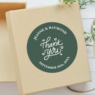 With Love Wedding Thank You Favour Sage Green Classic Round Sticker
