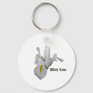 With Love White Iris Key Ring