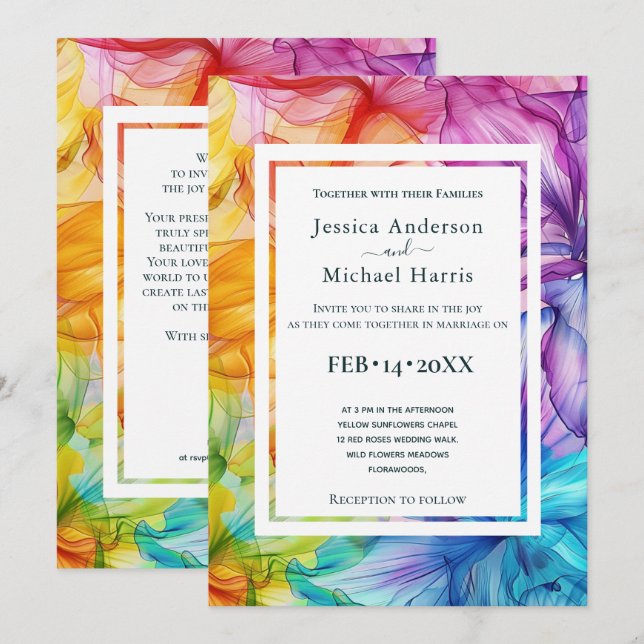 With lovely text at the back Ethereal Bloom Invitation (Front/Back)