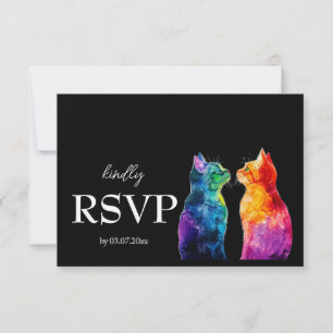 With menu. 🌈❤️A Rainbow Love budget RSVP Card