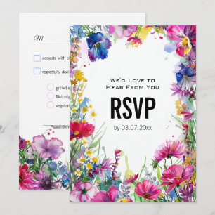 💍 With menu Meadow Blooms RSVP card